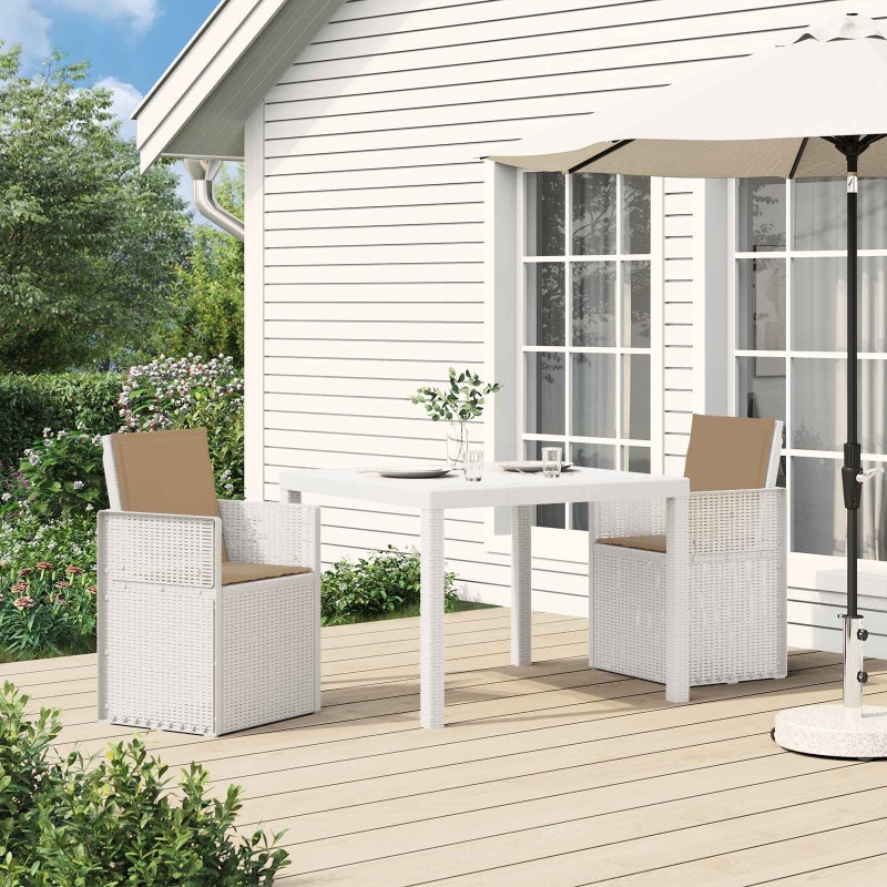 Chaises de jardin salle à manger 2 pcs Blanc et taupe PP 631472631472