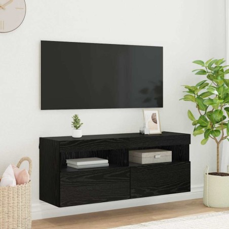 Meuble TV mural Chêne noir 100 x 30 x 40 cm Bois d'ingénierie 631473631473