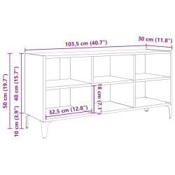 Meuble TV avec pieds en métal Gris béton 103,5x30x50 cm 631478631478