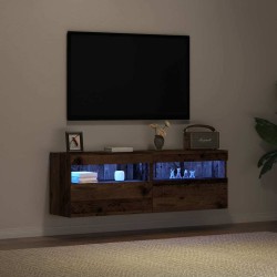Meuble TV mural avec LED 2 pcs Bois ancien 60 x 30 x 40 cm 631483631483