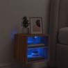 Meuble TV mural avec lumières LED chêne marron 30x28,5x30 cm 631500631500