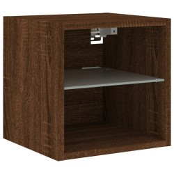 Meuble TV mural avec lumières LED chêne marron 30x28,5x30 cm 631500631500