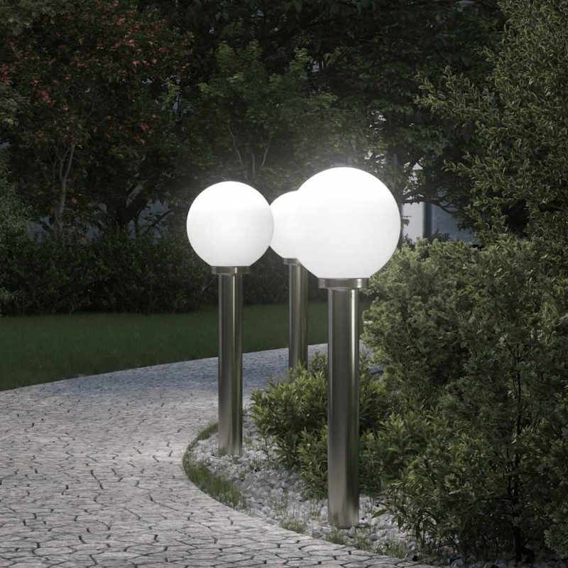 Bornes lumineuses lot de 3 80 cm acier inoxydable IP44 631502631502