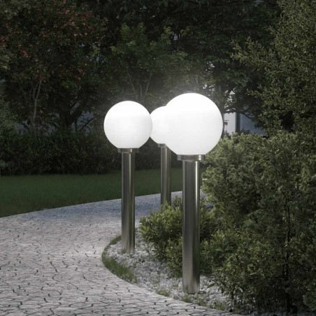 Bornes lumineuses lot de 3 80 cm acier inoxydable IP44 631502631502