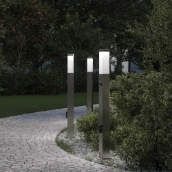Bornes lumineuses avec détecteur et prise lot de 3 80 cm acier inoxydable IP44 631504631504