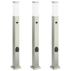 Bornes lumineuses avec détecteur et prise lot de 3 80 cm acier inoxydable IP44 631504631504