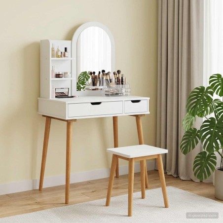 Ensemble de Coiffeuse FAUSKE 3 pcs Blanc 76 x 50 x 143 cm 631512631512