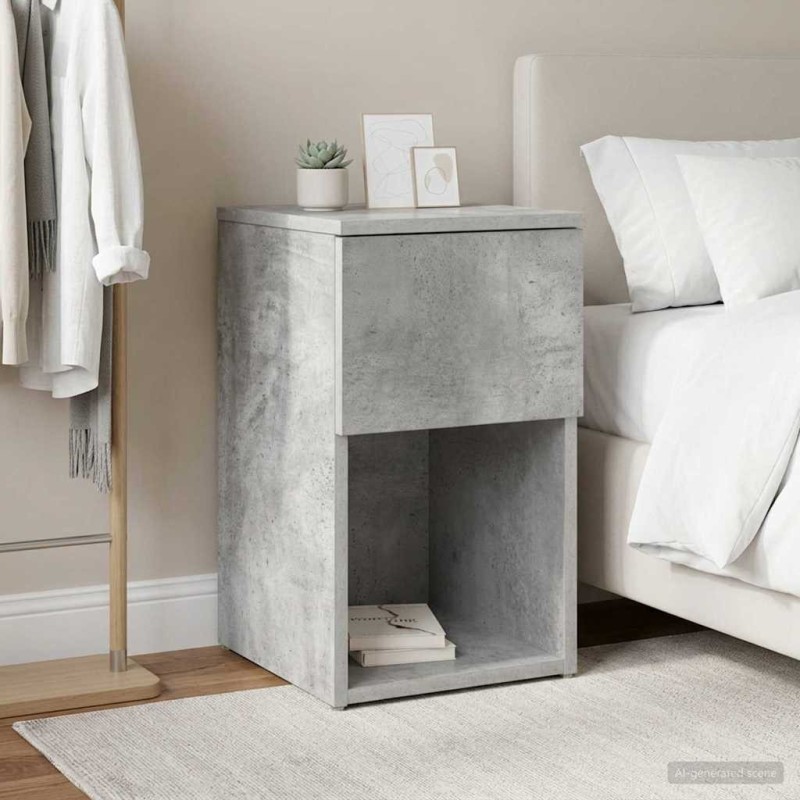Armoire de lit Gris béton 29 x 31,5 x 49 cm Bois d'ingénierie 631516631516