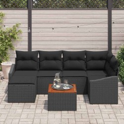 Ensemble de canapé de jardin avec stockage 7 pcs Noir polyrotin 631530631530