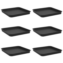 Plateau carré à fleurs 6 pcs Noir 21 x 21 x 2 cm Plastique 631553631553
