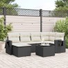 Salon de jardin 7 pcs avec coussins noir résine tressée 631588631588