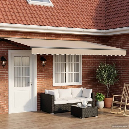 Cadre de store manuel avec LEDs Beige et Anthracite 5 x 3 m 631611631611