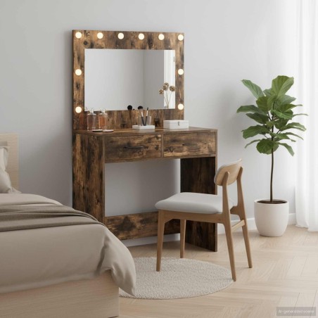 Table de Toilette avec tiroir Chêne fumé 78,5 x 41 x 135 cm 631649631649