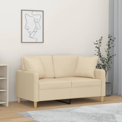 Canapé 2 places avec oreillers décoratifs crème 120 cm tissu 631650631650