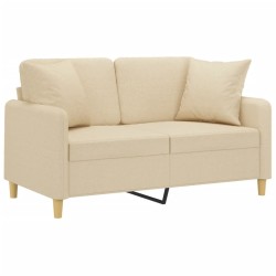 Canapé 2 places avec oreillers décoratifs crème 120 cm tissu 631650631650