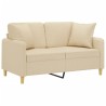 Canapé 2 places avec oreillers décoratifs crème 120 cm tissu 631650631650