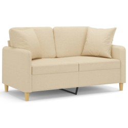 Canapé 2 places avec oreillers décoratifs crème 120 cm tissu 631650631650