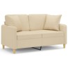 Canapé 2 places avec oreillers décoratifs crème 120 cm tissu 631650631650