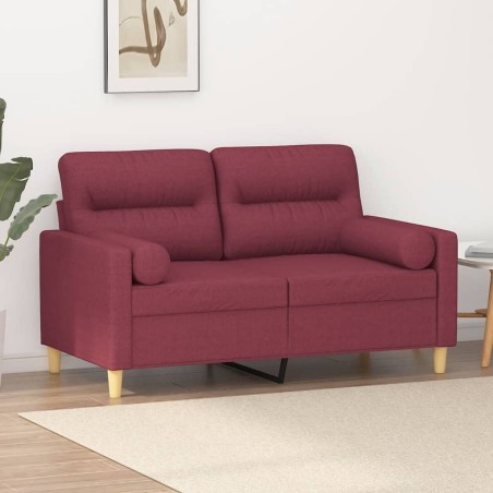 Canapé 2 places avec oreillers bordeaux 120 cm tissu 631651631651