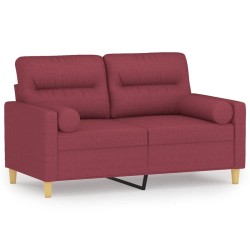 Canapé 2 places avec oreillers bordeaux 120 cm tissu 631651631651