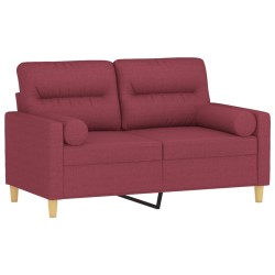 Canapé 2 places avec oreillers bordeaux 120 cm tissu 631651631651