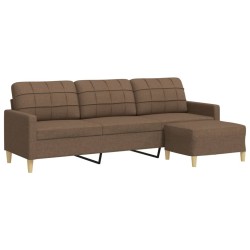 Canapé à 3 places avec repose-pieds Marron 210 cm Tissu 631654631654