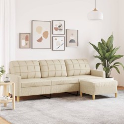 Canapé à 3 places avec repose-pieds Crème 210 cm Tissu 631657631657