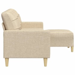 Canapé à 3 places avec repose-pieds Crème 210 cm Tissu 631657631657