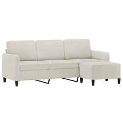Canapé à 3 places avec repose-pieds Crème 180 cm Velours 631658631658