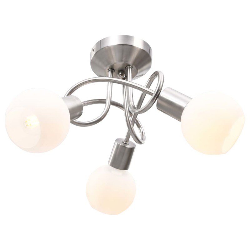 Plafonnier avec abat-jour en verre 3 ampoules E14 Blanc  Bol 631660631660