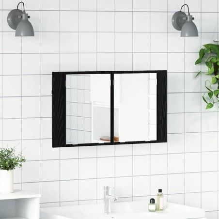Armoire Miroir de Salle de Bain Chêne noir 80 x 12 x 45 cm 631665631665