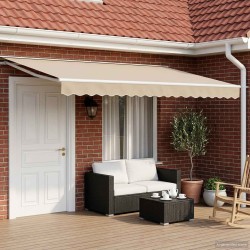Cadre de store manuel avec LEDs Beige et blanc 5 x 3 m 631667631667