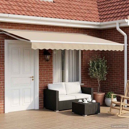 Cadre de store manuel avec LEDs Beige et blanc 5 x 3 m 631667631667