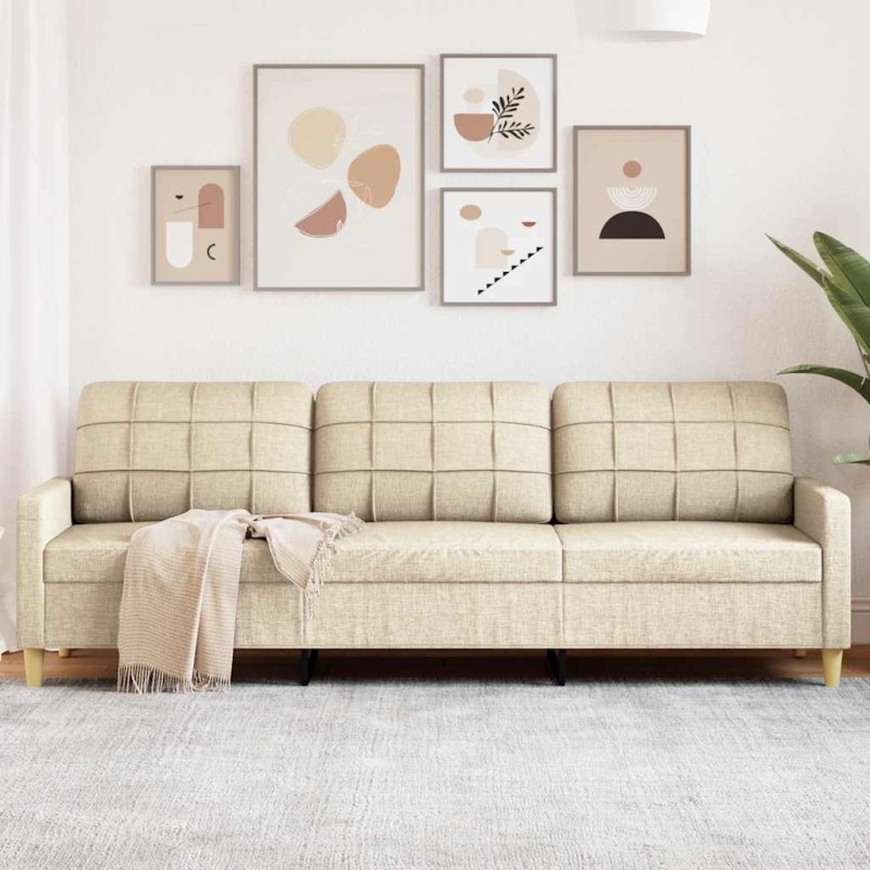 Canapé à 3 places Crème 210 cm Tissu 631671631671