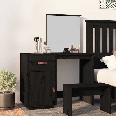 Coiffeuse Noir 95x50x134 cm Bois de pin massif 631697631697