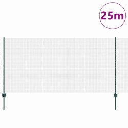 Clôture en fil soudé avec poteaux 25 x 1,2 m Vert Maille 631719631719