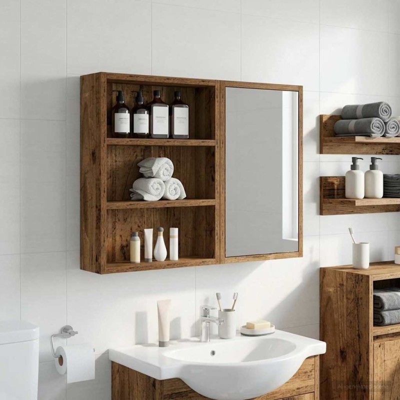 Armoire murale de salle de bain Bois ancien 40 x 10 x 50 cm 631723631723