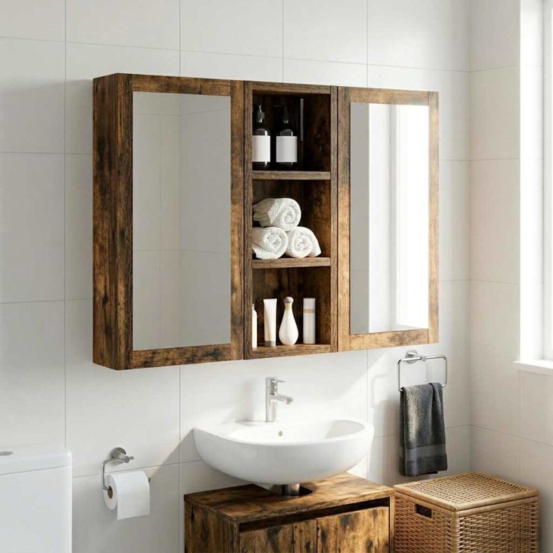Armoire murale de salle de bain Chêne Fumé 20 x 10 x 50 cm 631724631724