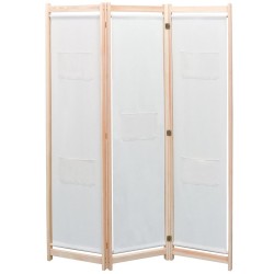 Cloison de séparation 3 panneaux Crème 120x170x4 cm Tissu 631726631726