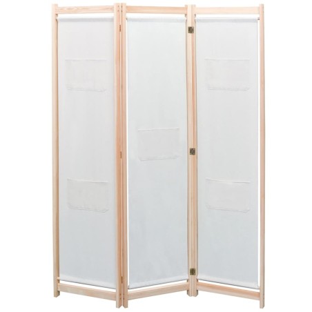 Cloison de séparation 3 panneaux Crème 120x170x4 cm Tissu 631726631726