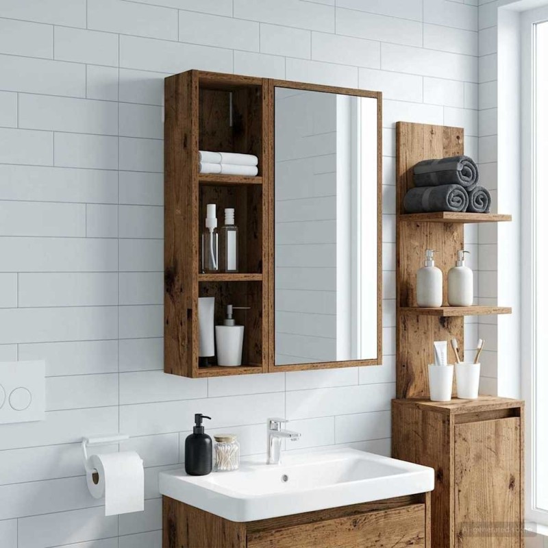 Armoire murale de salle de bain Bois ancien 20 x 14 x 70 cm 631731631731