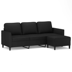 Canapé à 3 places avec repose-pieds Noir 180 cm Similicuir 631743631743