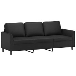 Canapé à 3 places avec repose-pieds Noir 180 cm Similicuir 631743631743