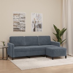 Canapé à 3 places avec repose-pieds Gris foncé 180 cm Velours 631745631745