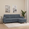 Canapé à 3 places avec repose-pieds Gris foncé 180 cm Velours 631745631745