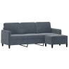 Canapé à 3 places avec repose-pieds Gris foncé 180 cm Velours 631745631745