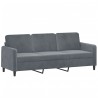 Canapé à 3 places avec repose-pieds Gris foncé 180 cm Velours 631745631745