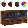Meuble TV mural avec lumières LED chêne fumé 80x30x40 cm 631746631746