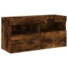 Meuble TV mural avec lumières LED chêne fumé 80x30x40 cm 631746631746