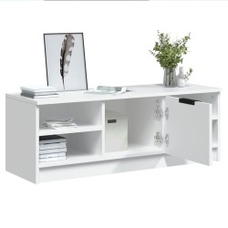 Meuble TV Blanc 102x35,5x36,5 cm Bois d'ingénierie 631761631761